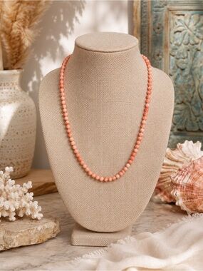 Angel Skin Coral Bead Necklace  19’